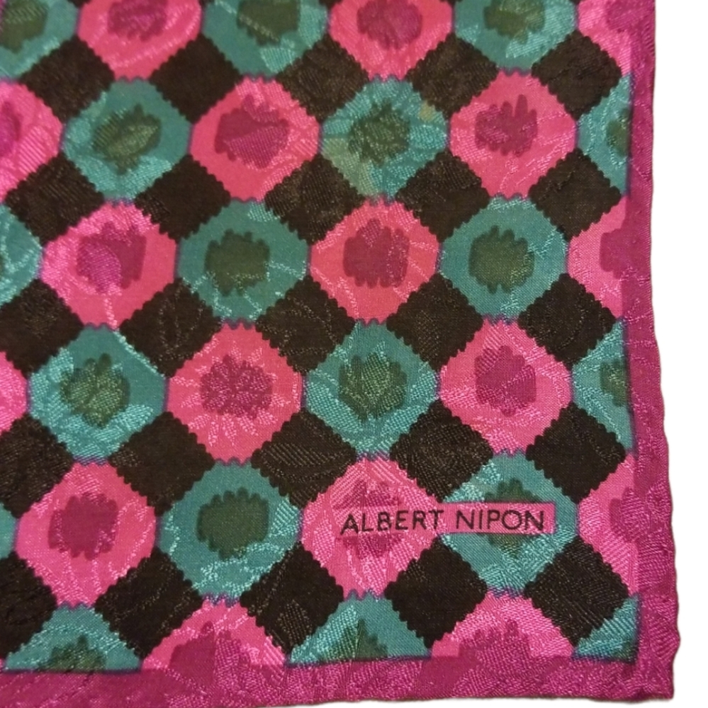 Vintage Albert Nipon Silk Scarf Hand Rolled Flora… - image 5